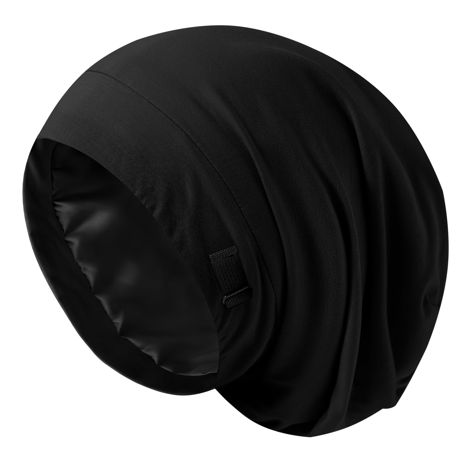 ZHENSILK front view bonnet showing neat fit and style benefit: protects hair