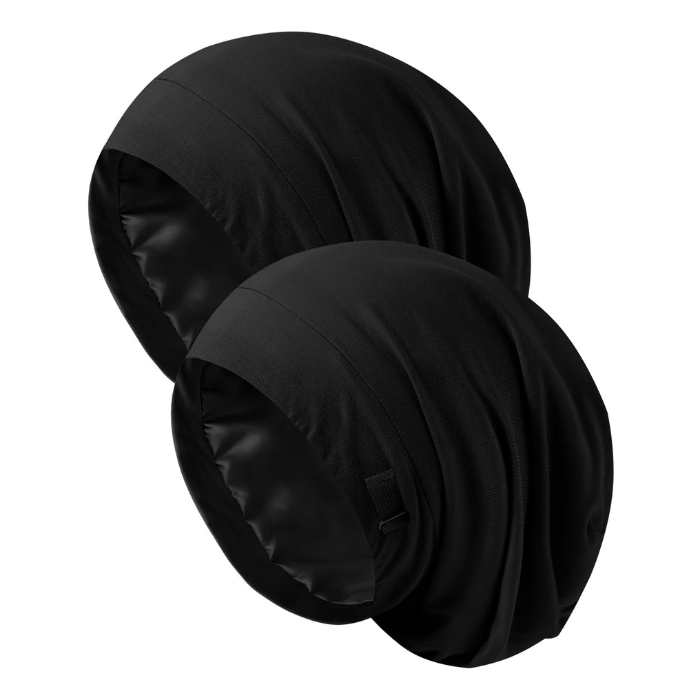 ZHENSILK front view beanie showing sleek satin lining and secure fit benefit