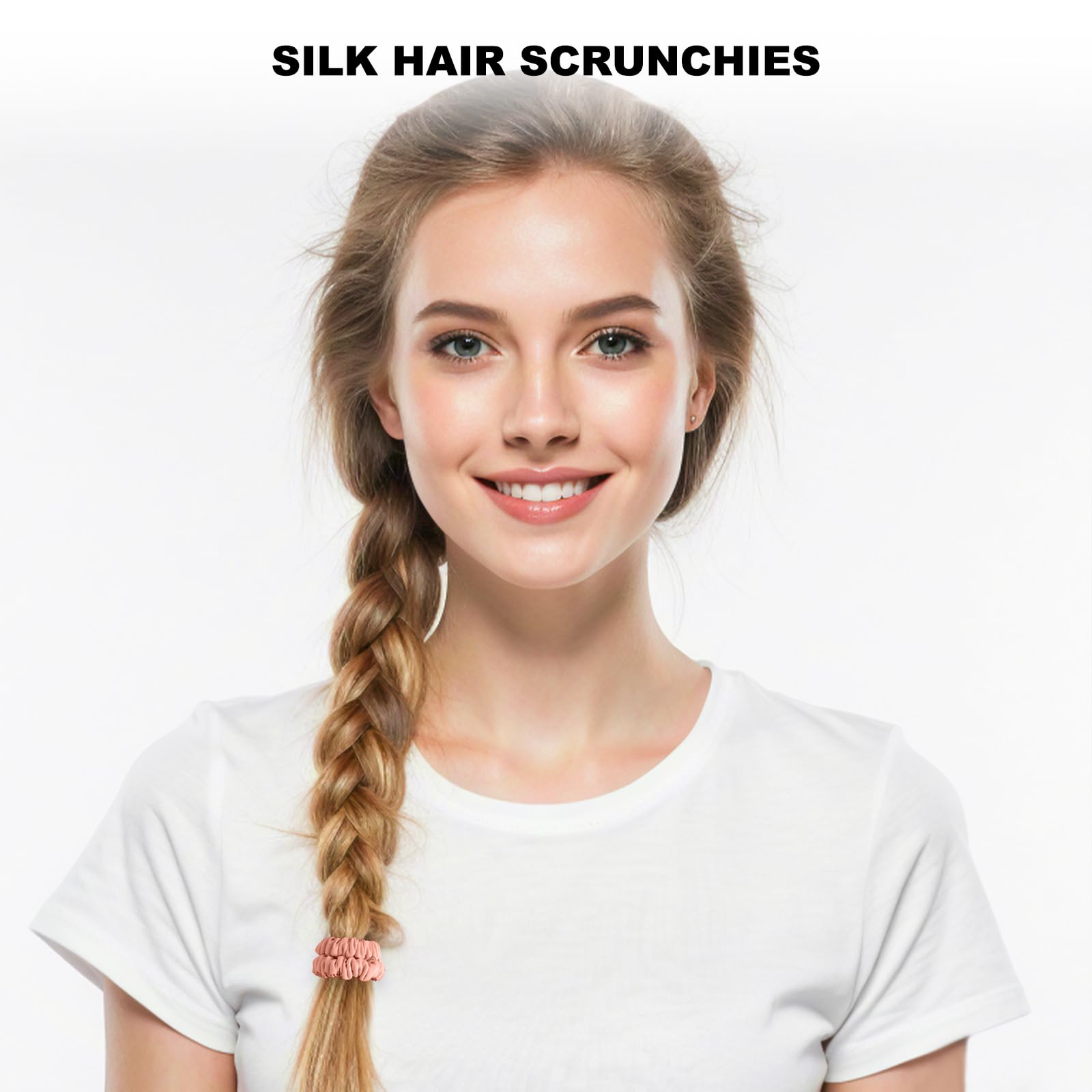 ZHENSILK scrunchies on a vanity beside hair tools illustrating everyday styling convenience