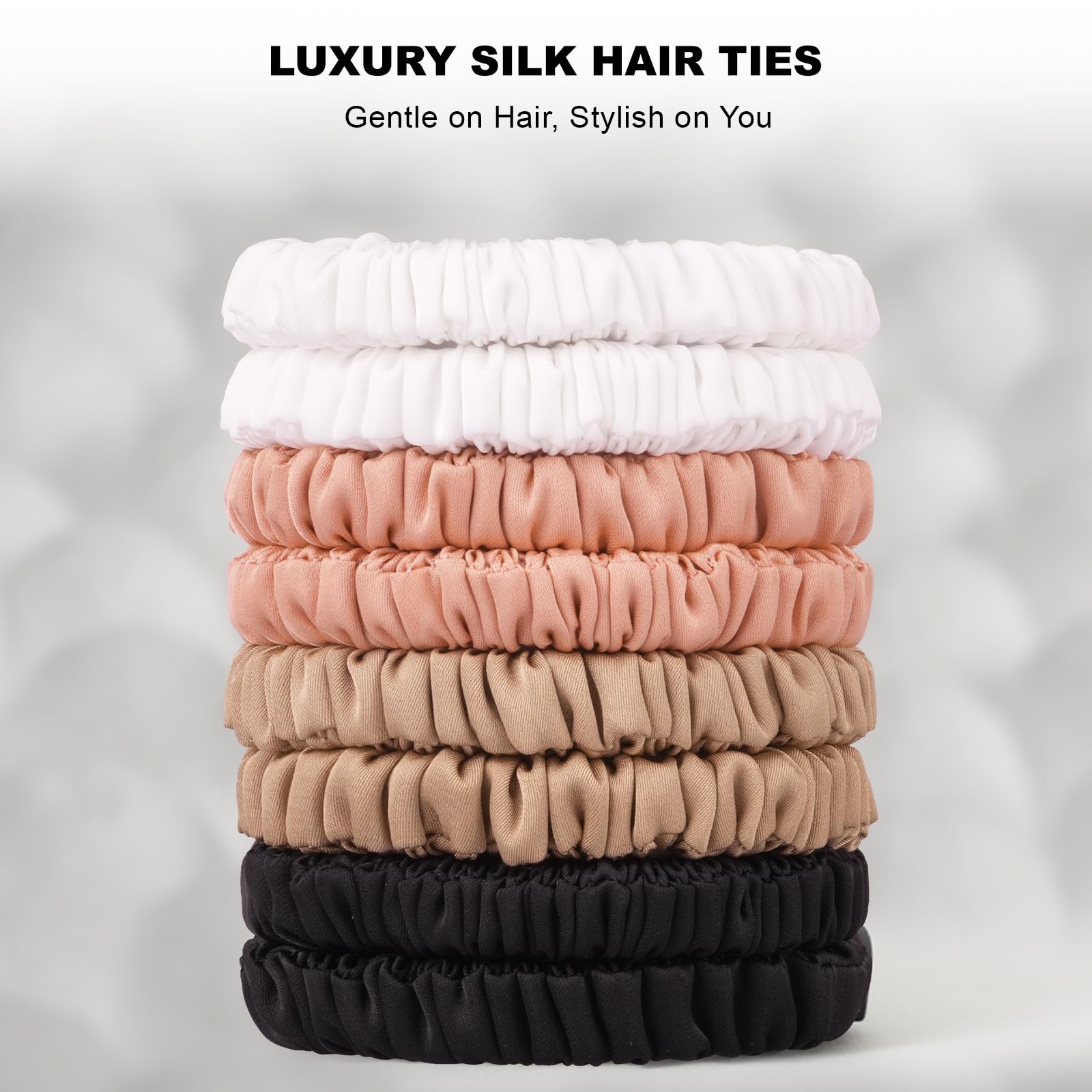 ZHENSILK rose pink scrunchie in a worn ponytail demonstrating gentle hold and polished look