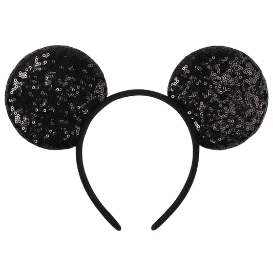 zhezesmila front view black sequin ears showing bold sparkle and fit