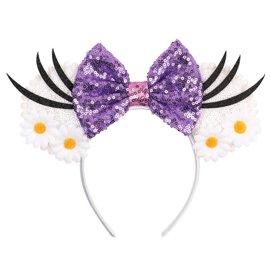 zhezesmila front view showing daisy sequin ears with playful sparkle benefit