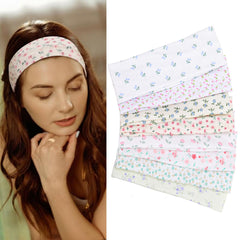 ZhouBoat front view of all eight floral headbands showing variety and convenience