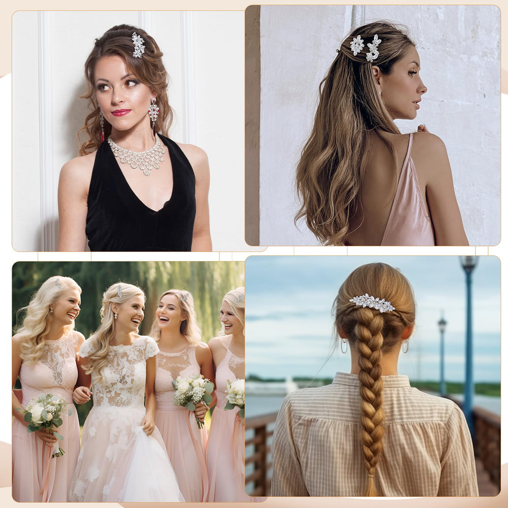 ZhouBoat arrangement of four leaf bobby pins highlighting decorative shape and hold
