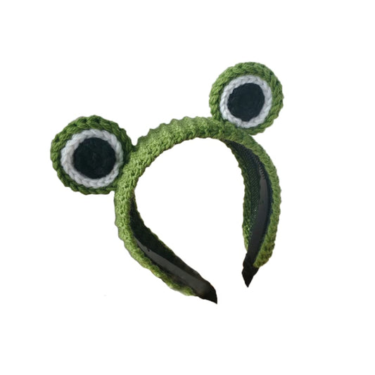 ZHOUMEIWENSP frog headband front view showing cute big eyes and soft plush for comfort