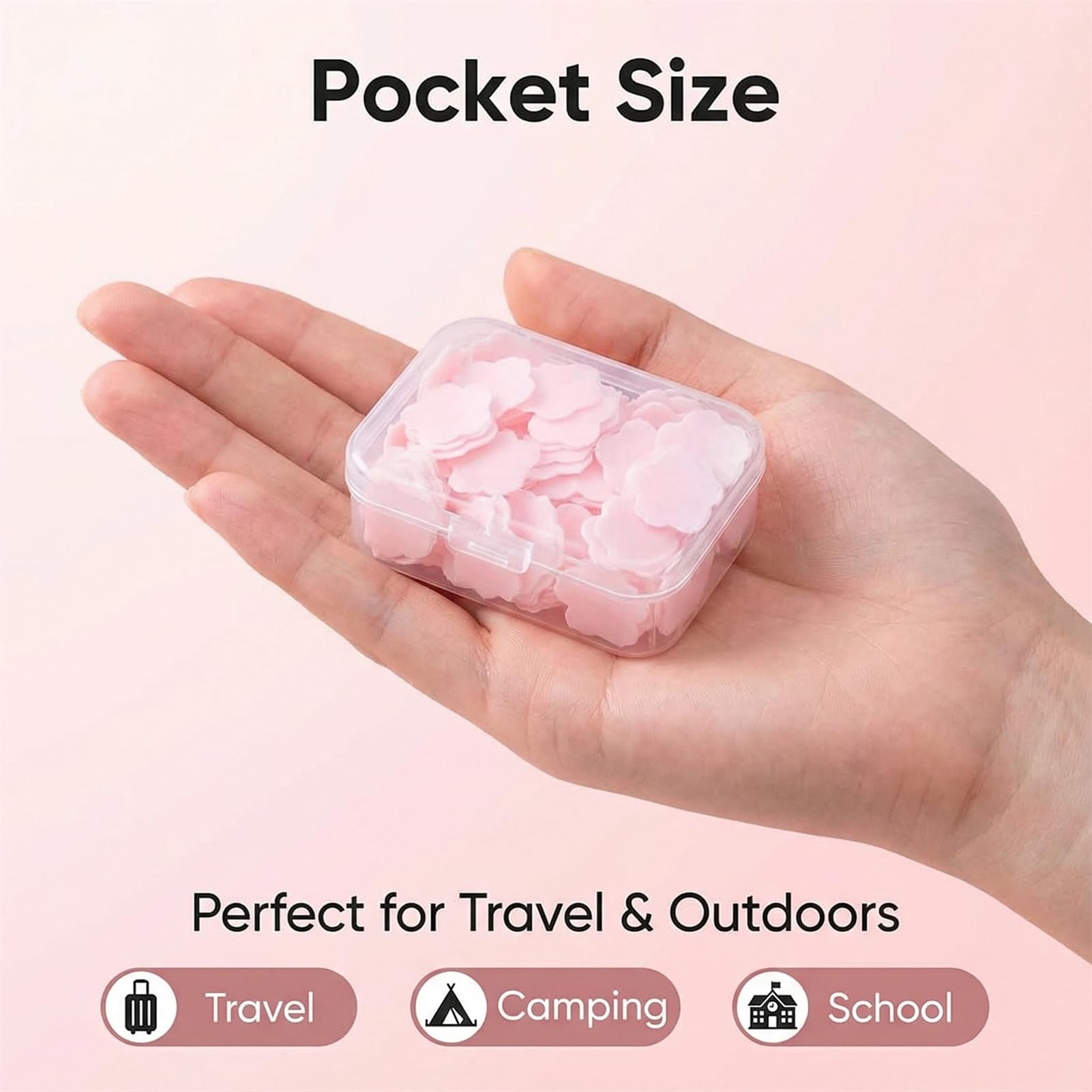 ZHU IN SY open dispenser with visible petal sheets showing snap-top protection and easy access