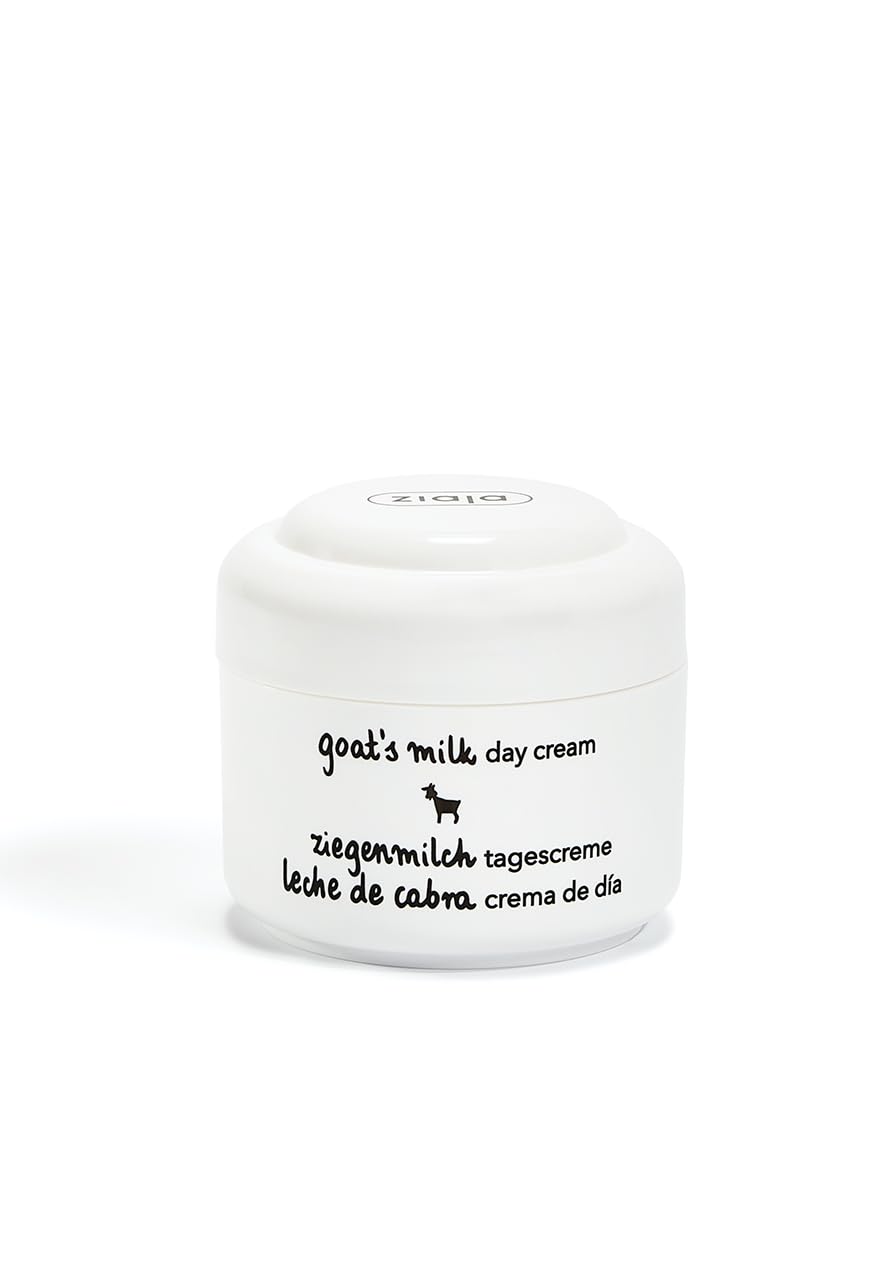 Ziaja goat's milk day cream front packaging showing jar and label for clear identification and benefit