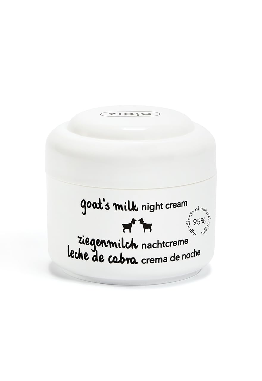 Ziaja jar front label showing product benefits for nightly hydration