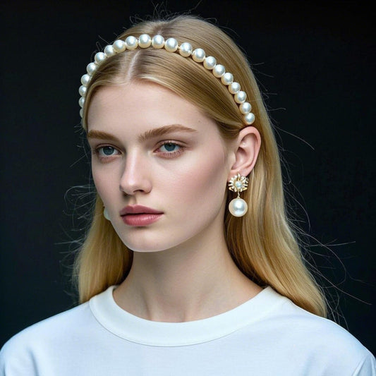 Zifengcer close-up of pearl-adorned headband highlighting elegant detail