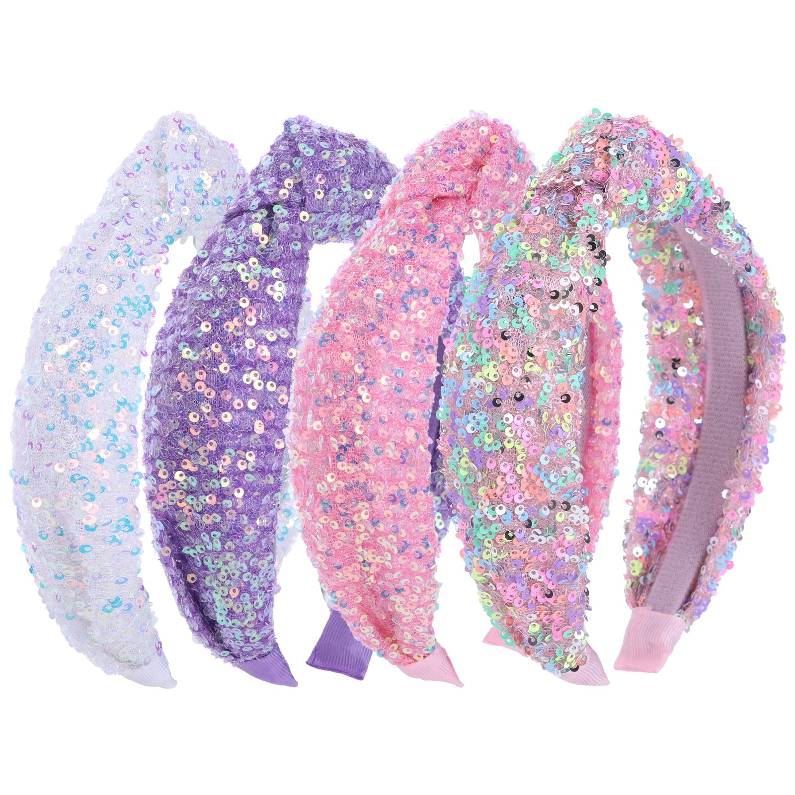 Zifengcer front pack with four colorful sequin headbands, great gift sparkle