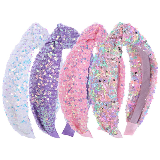 Zifengcer front pack with four colorful sequin headbands, great gift sparkle