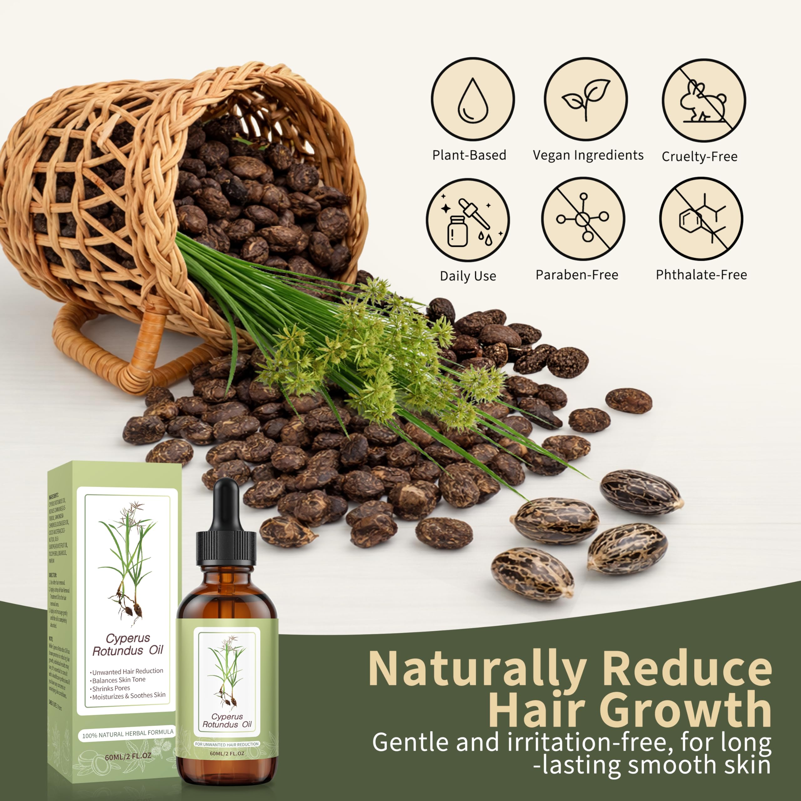 ZIIDII label ingredient list closeup showing natural cyperus rotundus extract