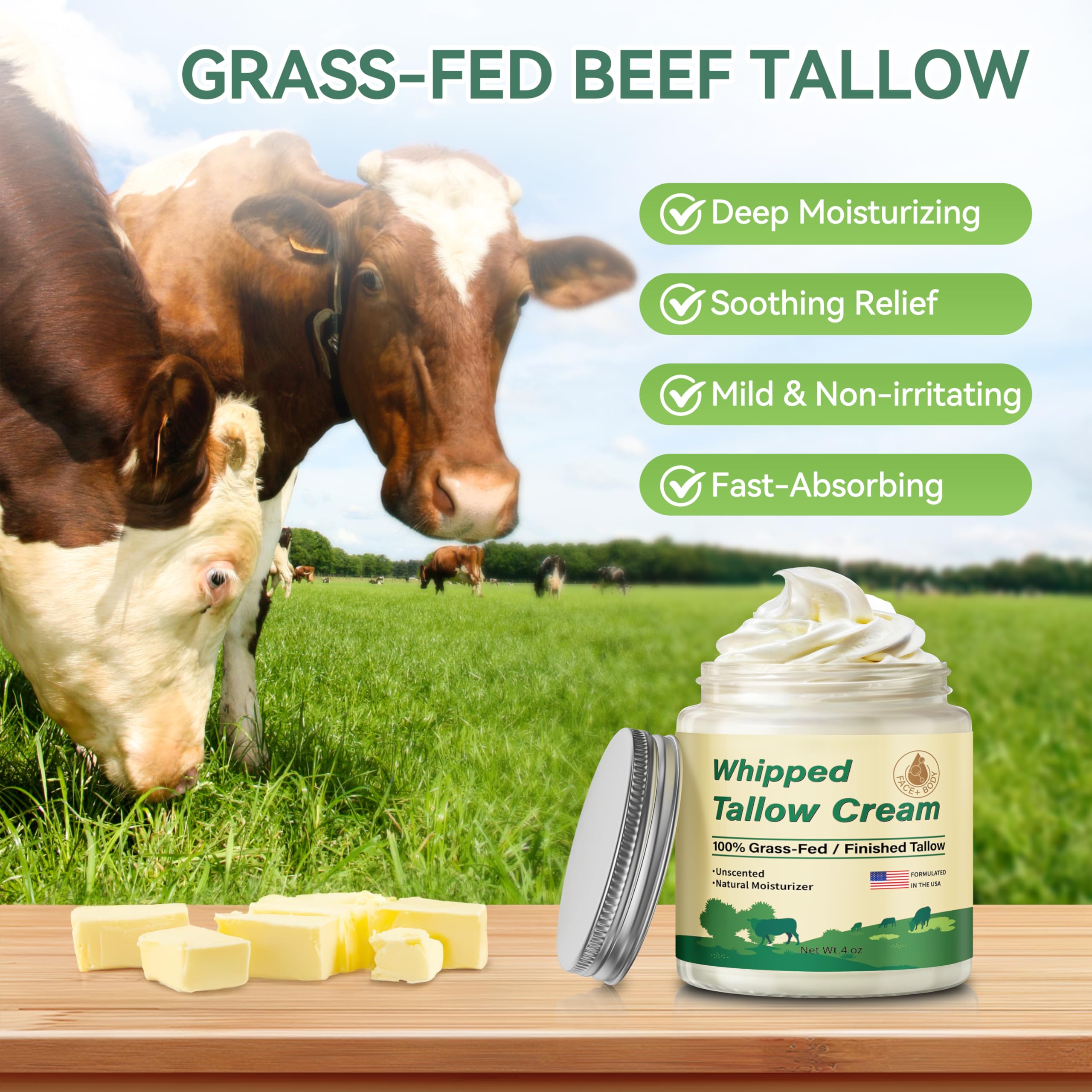 ZIIDII whipped tallow texture close-up showing airy balm consistency for easy absorption benefit