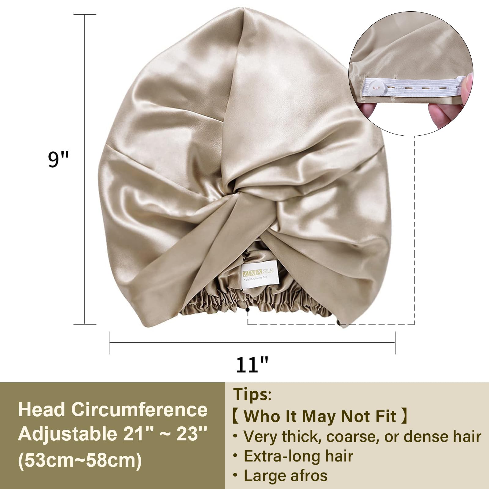 ZIMASILK bonnet fabric close-up showing 22 momme weave for durability