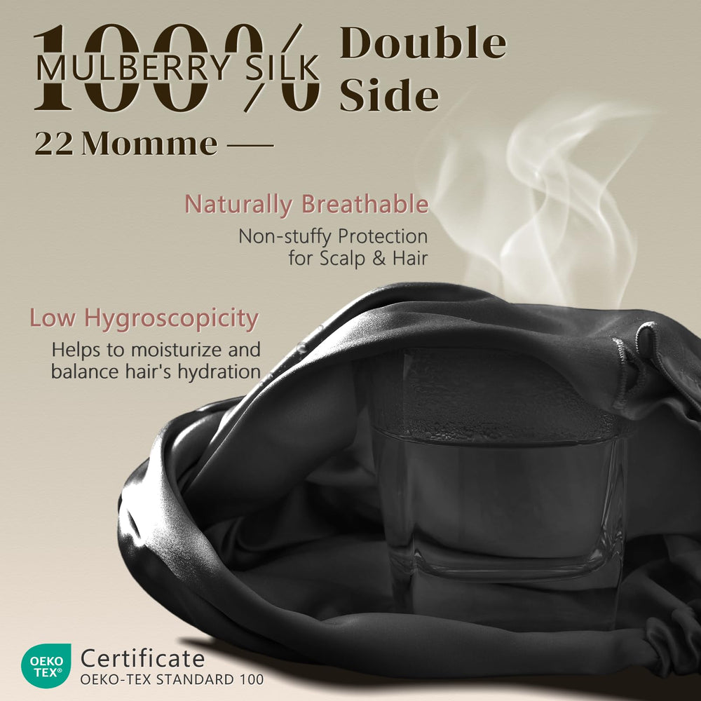 ZIMASILK bonnet interior lining view showing smooth silk that protects hair