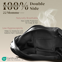 ZIMASILK bonnet interior lining view showing smooth silk that protects hair