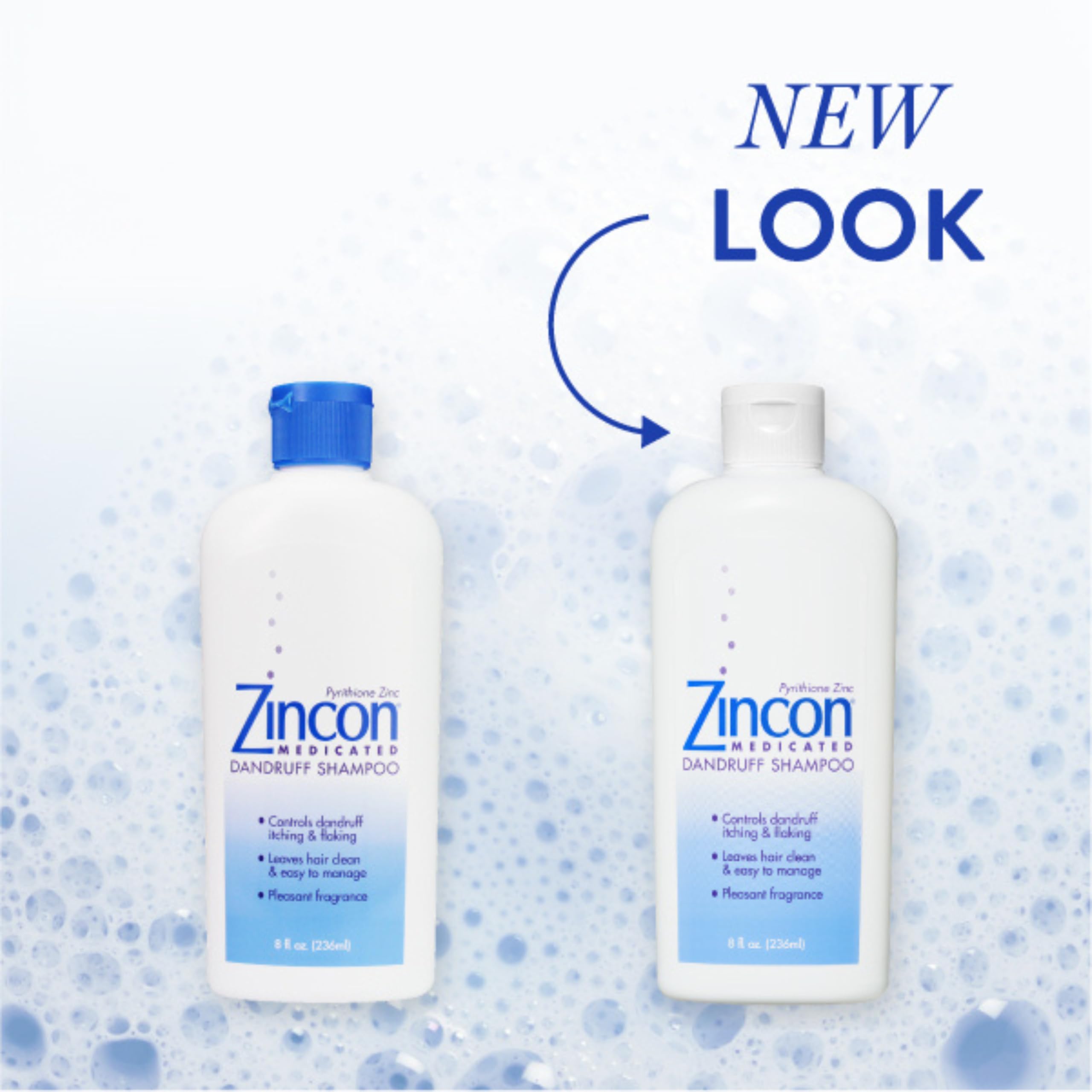 ZINCON label close-up and pump mechanism demonstrating easy dispensing and readability