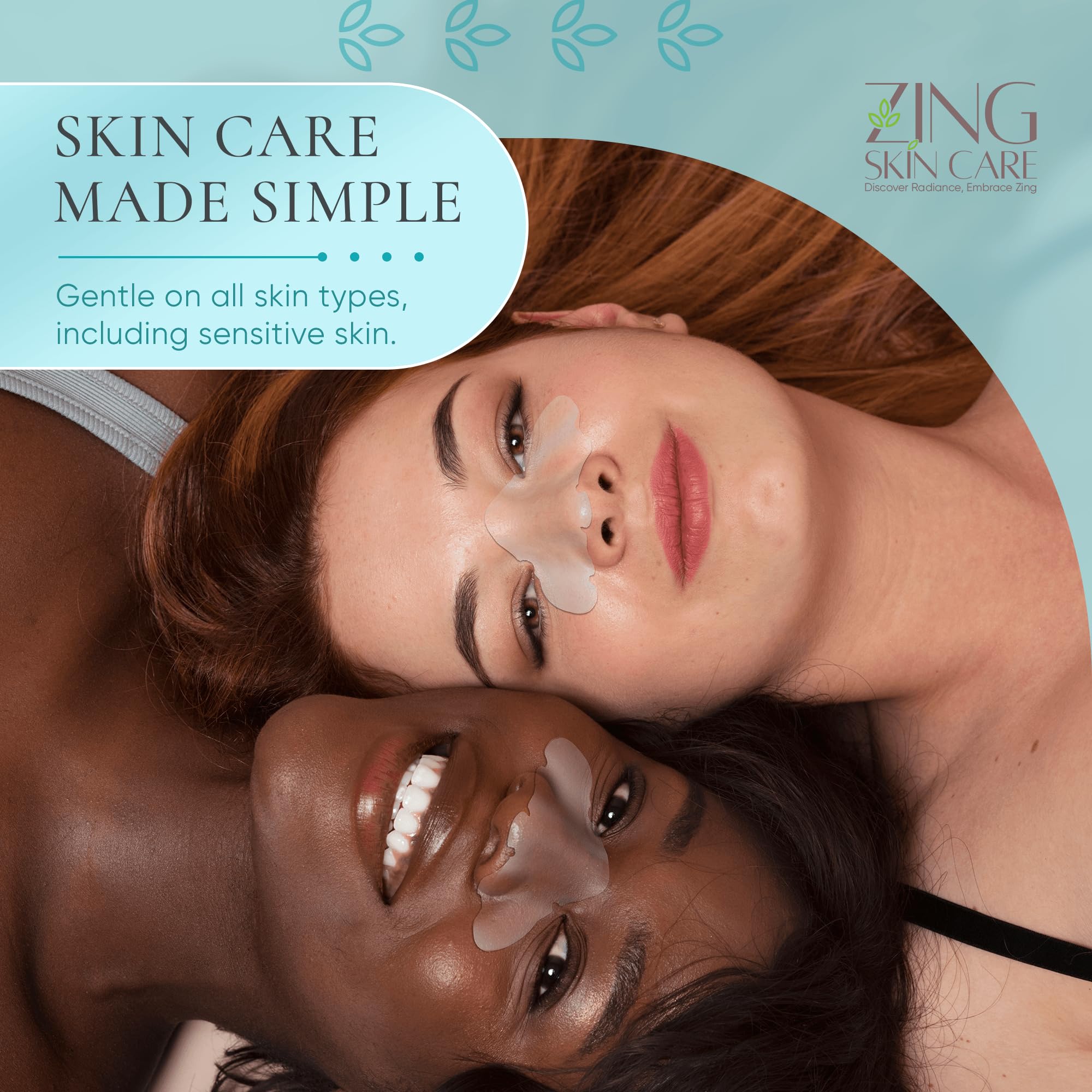 ZING SKIN CARE patch applied on nose demonstrating targeted pore absorption