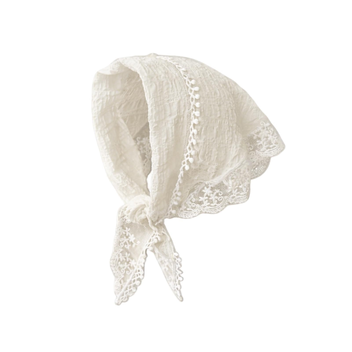 ZingFsh white lace headband front view showing elegant floral pattern and fit benefit