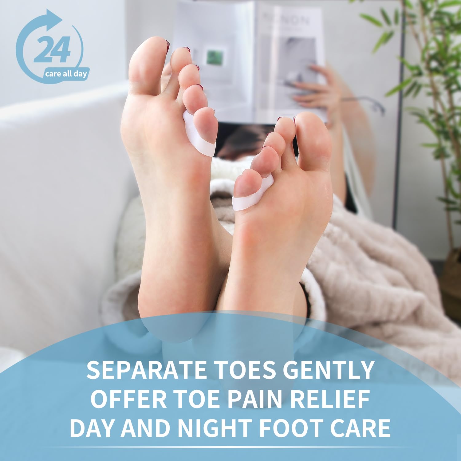 Zinyakon toe separator inside a shoe illustrating low-profile protection and daily wearability