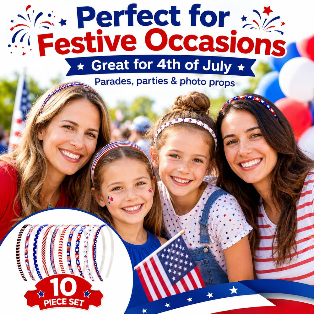ZIRICHER headband styled at a picnic displaying casual patriotic accessory for group events