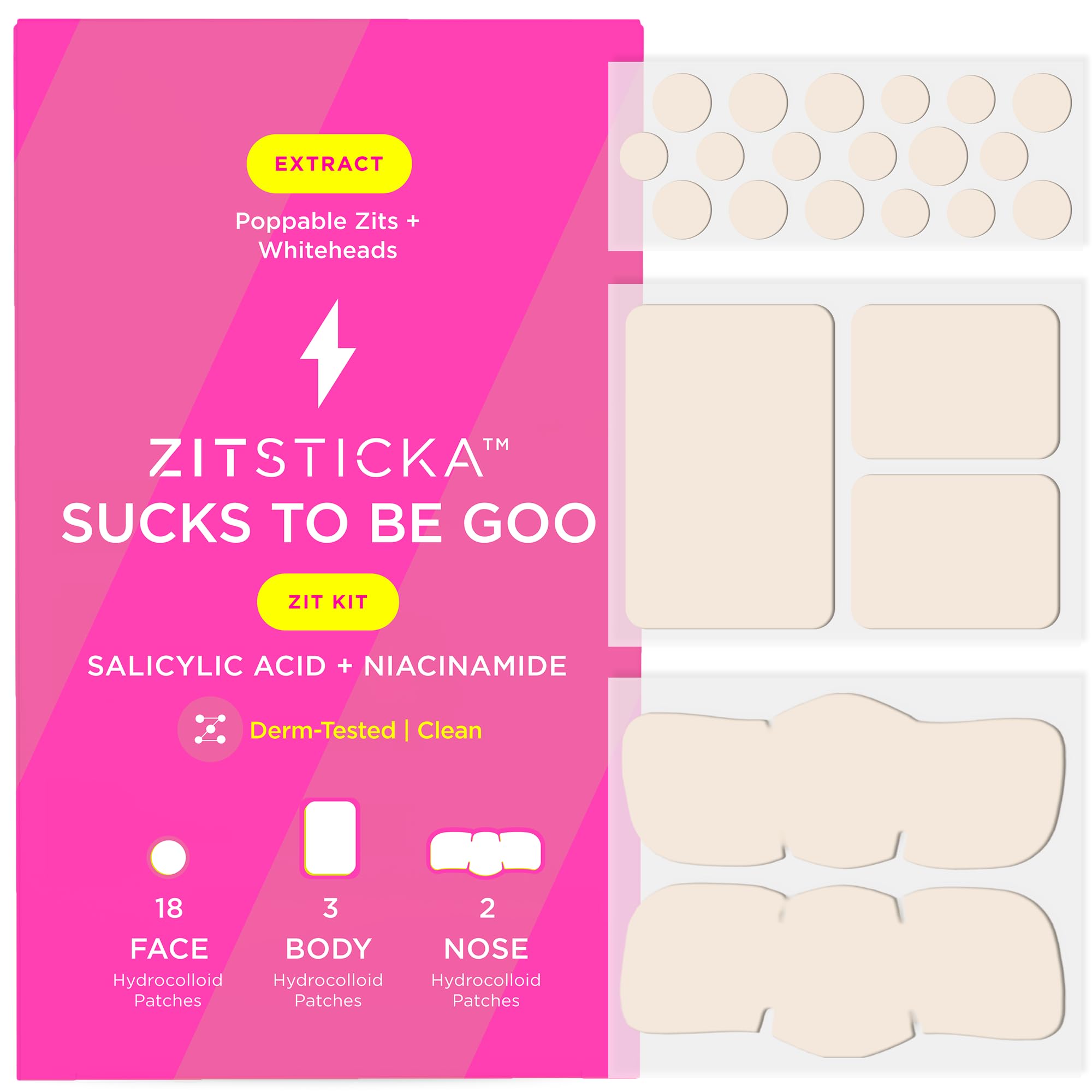 ZitSticka front packaging showing 23-piece Goo Getter set and travel-friendly design