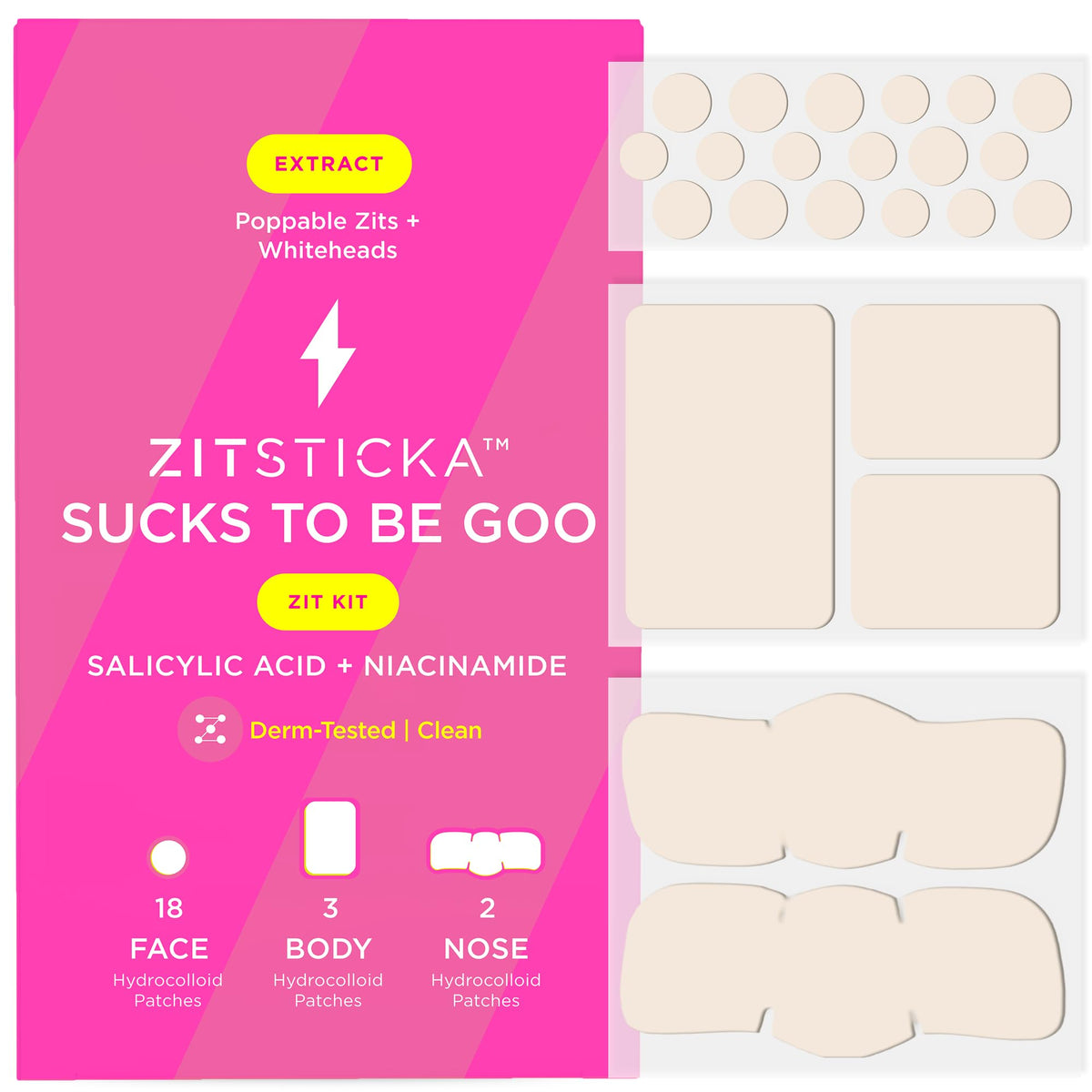 ZitSticka front packaging showing 23-piece Goo Getter set and travel-friendly design
