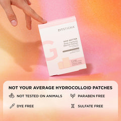 ZitSticka patch next to a finger showing large patch size advantage