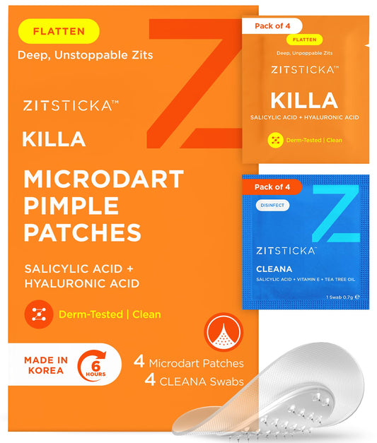 ZitSticka front packaging showing KILLA 4-pack and benefits