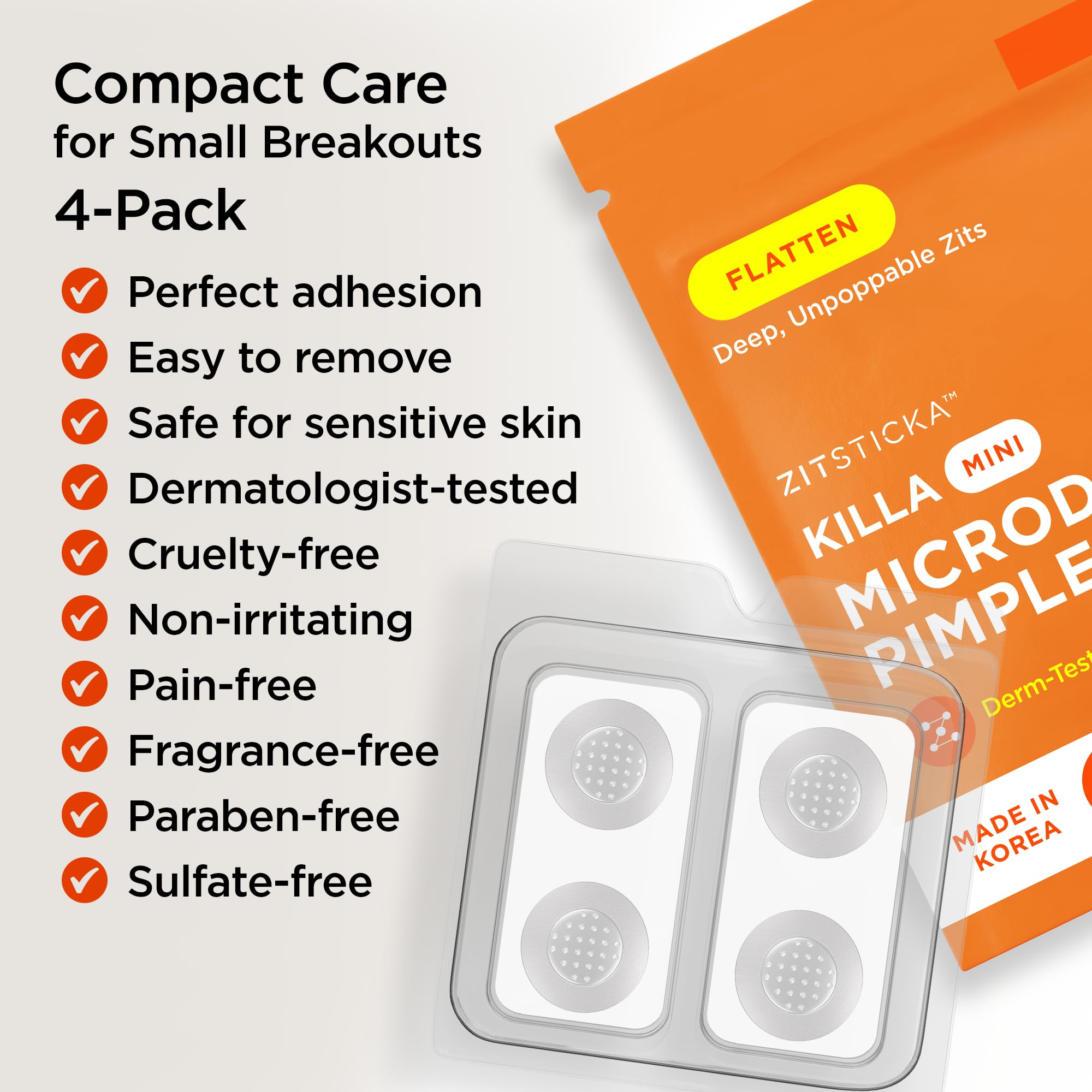ZitSticka ingredient label focused on salicylic acid, hyaluronic acid, and niacinamide benefits