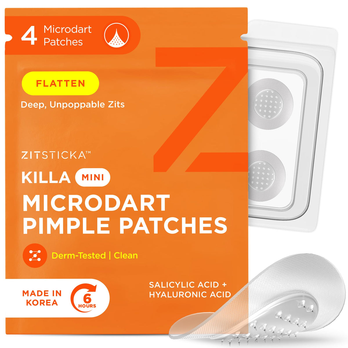ZitSticka front packaging showing compact 4-count pouch and branding benefits
