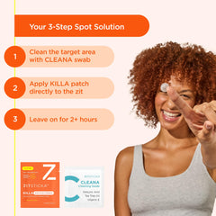 ZitSticka patch applied on skin protecting and treating a blemish