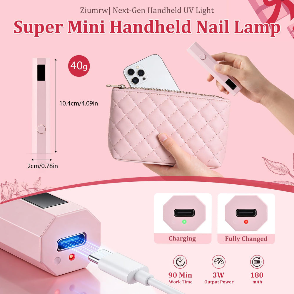 Ziumrw lifestyle shot with pink nail kit showing portable at-home use