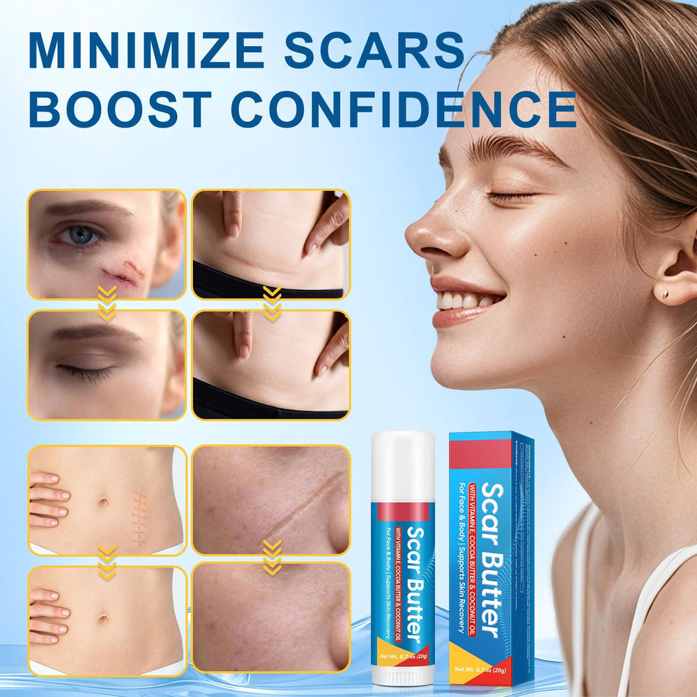 ZIXAOK scar butter stick ingredients label highlighting cocoa butter and vitamin E