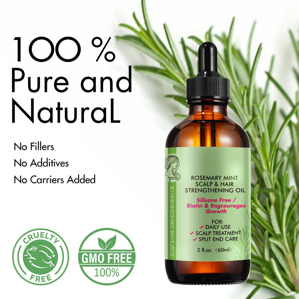 ZIXBMHYJ label close-up highlighting 100% pure rosemary oil clarity benefit
