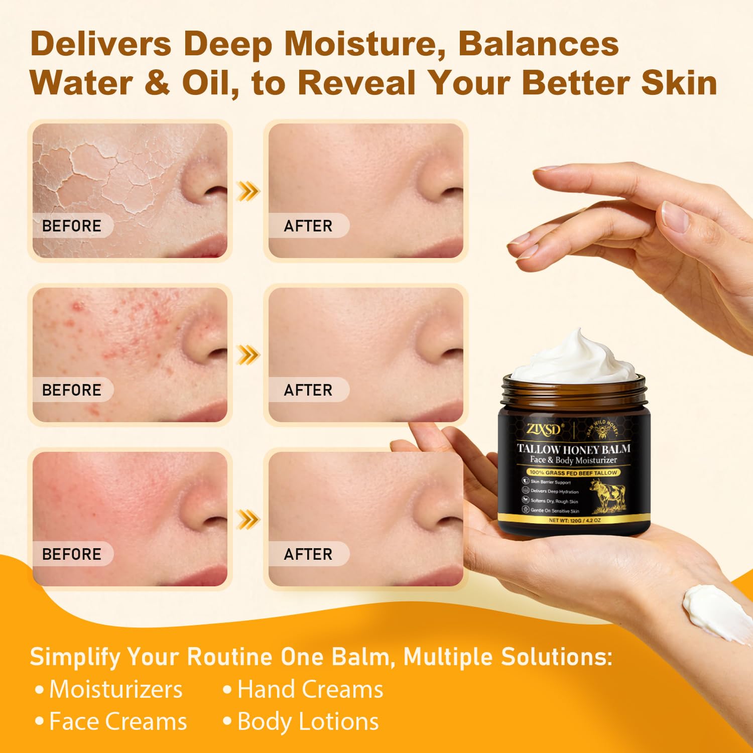 ZIXSD application with fingers on cheek, soothing moisturization benefit