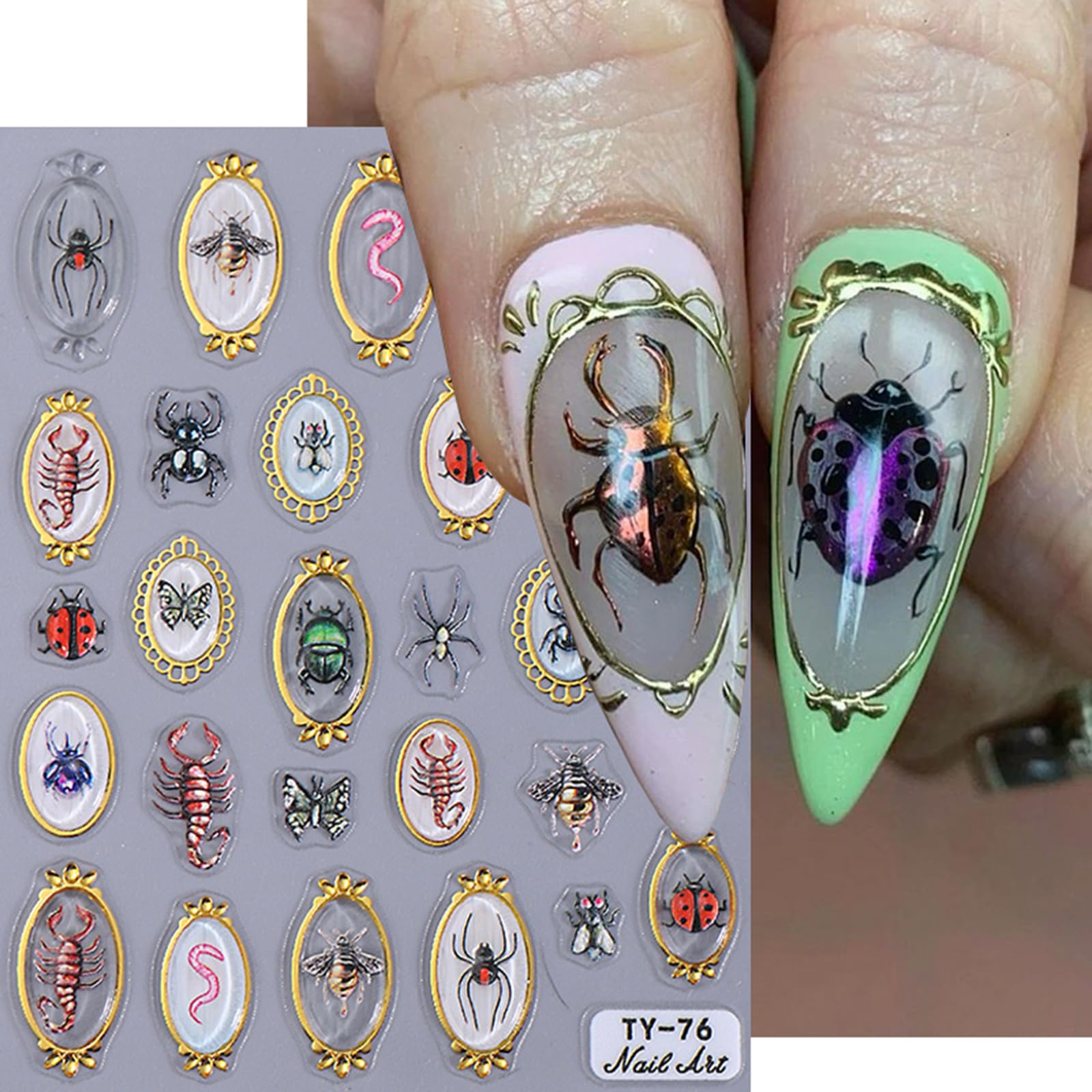 ZJHGDR stickers applied on gel nails showing finished manicure benefit