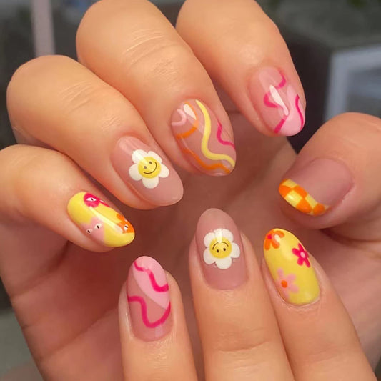 ZJHGDR front packaging showing 24-piece sunflower nails, easy selection benefit