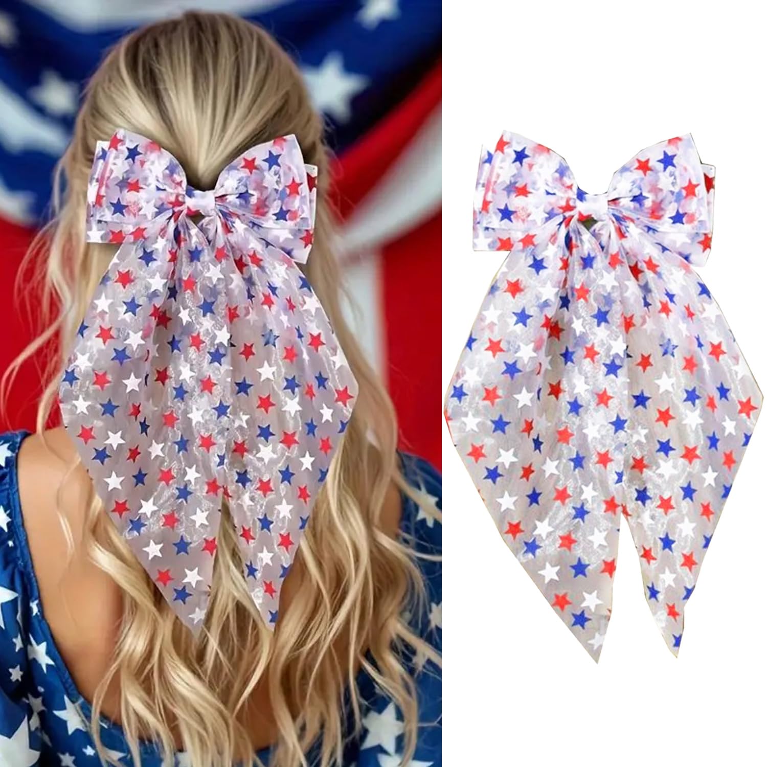 ZJHGDR front view patriotic bow showing color contrast and festive look