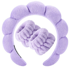 Zkptops purple headband and wristband front view showing neat set and benefit of tidy routines