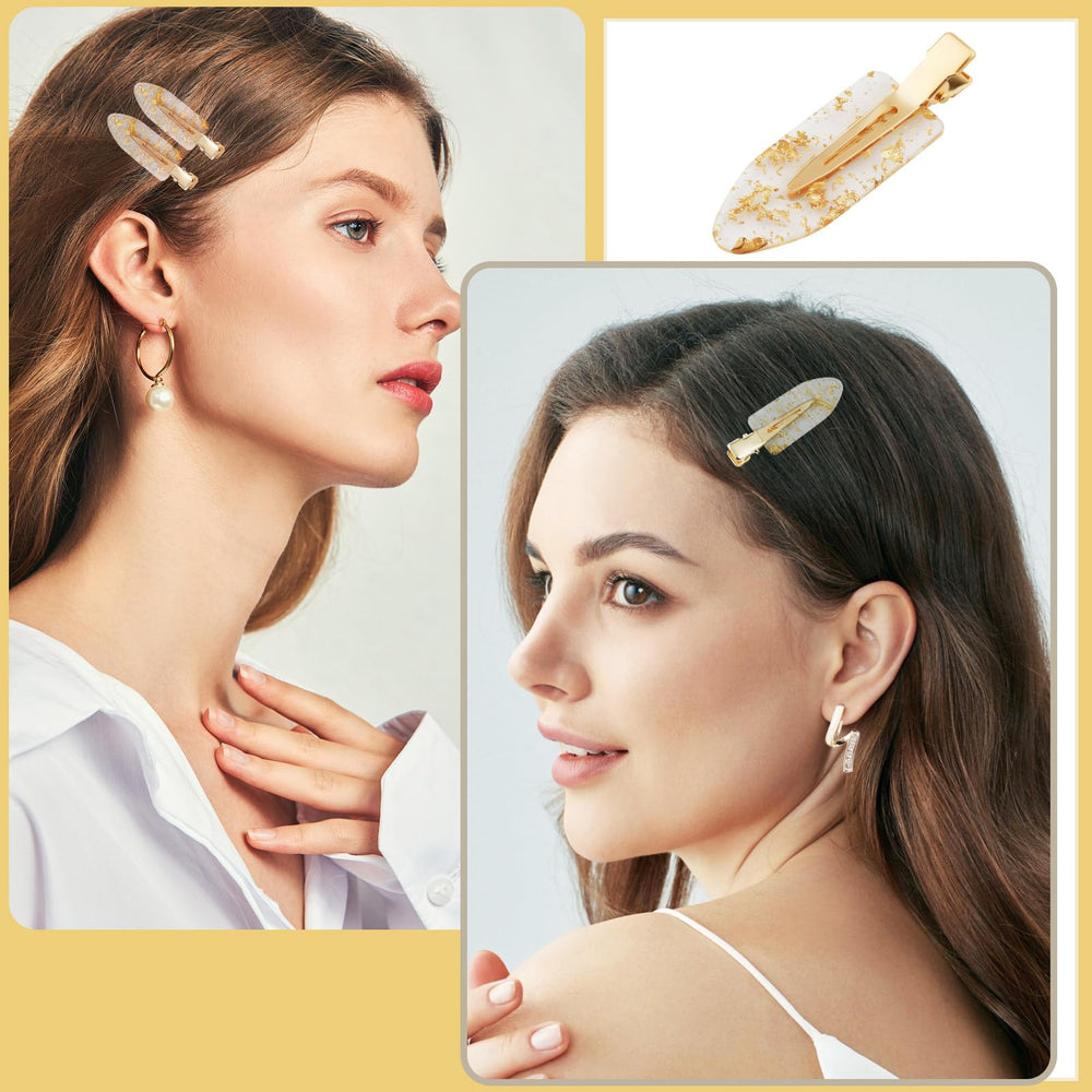 Zkptops close-up of gold glitter hair clip highlighting secure non-slip finish