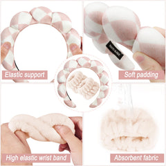 Zkptops headband in use while washing face keeping hair dry and skin clear