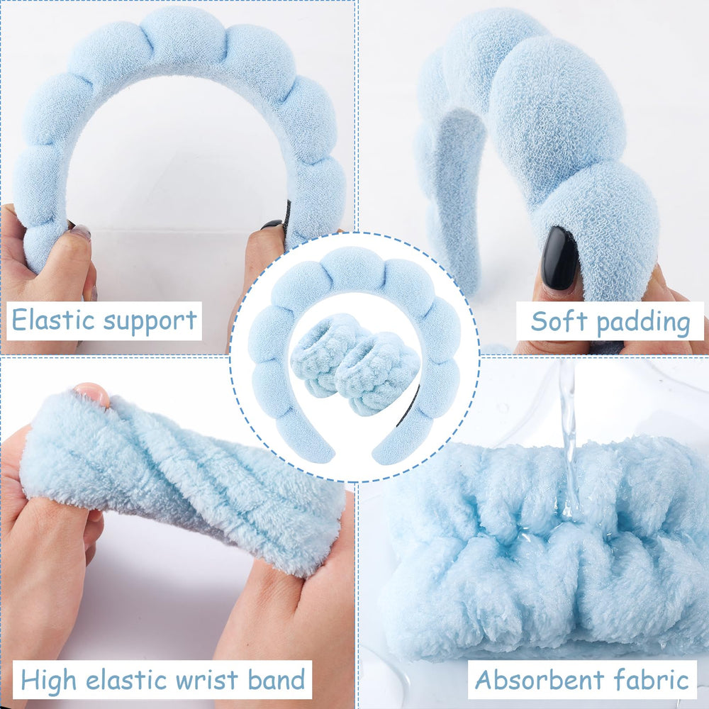 Zkptops in-use photo of headband holding hair back during face washing for easier skincare