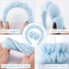 Zkptops in-use photo of headband holding hair back during face washing for easier skincare