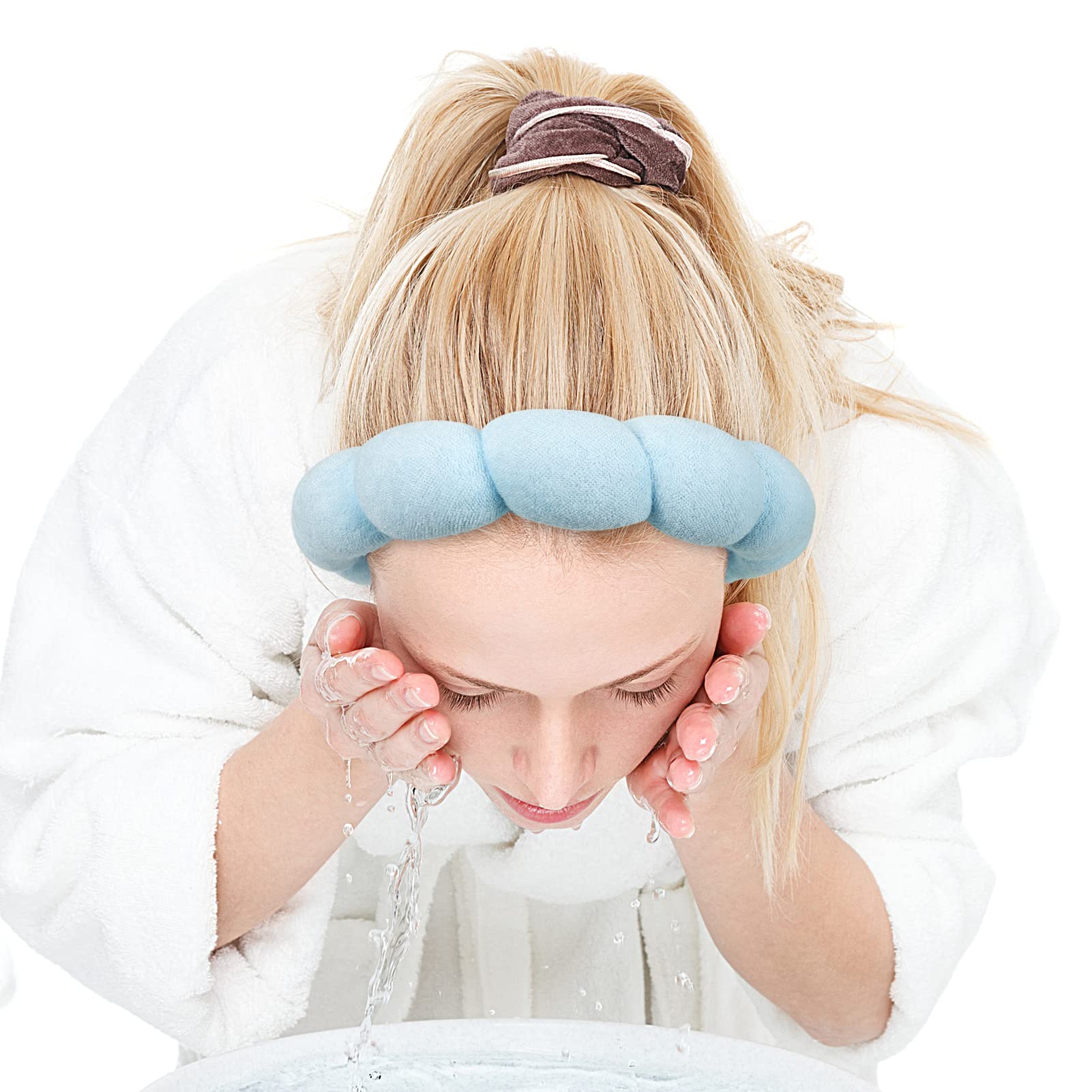 Zkptops headband styled on bathroom vanity for daily routines