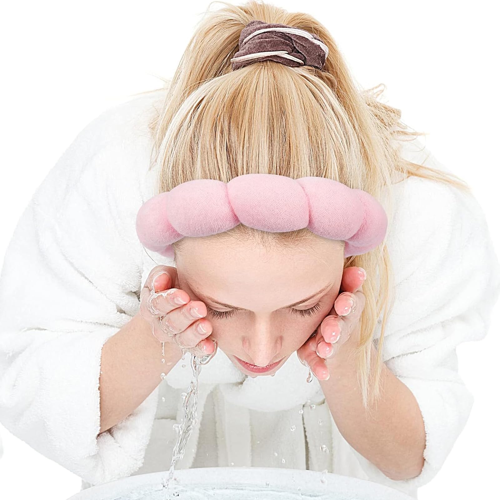 Zkptops on woman doing skincare illustrating sweat and hair control benefit