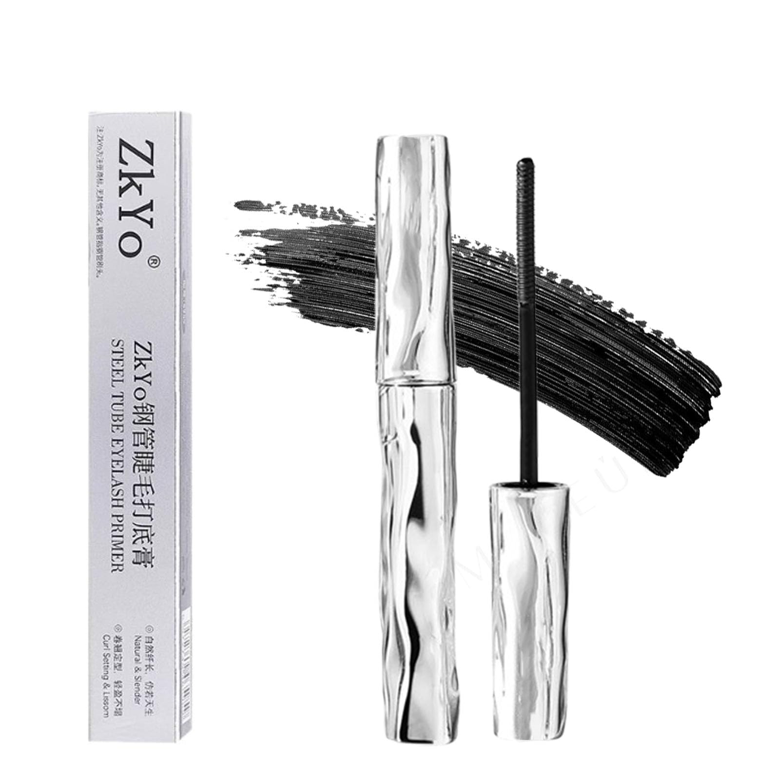 zkyo front packaging showing compact waterproof mascara, reliable travel-friendly