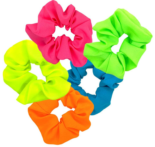 ZLXO NOVELTIES front pack of five neon scrunchies bright set and easy selection