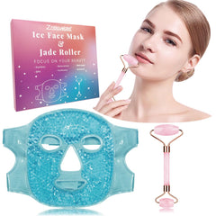 ZNÖCUETÖD gel ice face mask flat lay highlighting the mask shape and cooling benefit
