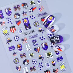 Zoance stickers applied on acrylic nails for durable match-day style